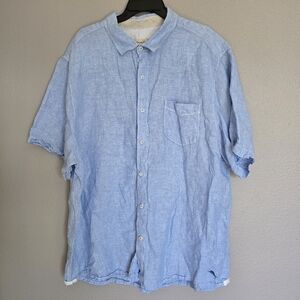 Tommy bahama 100% Linen button down Men's Light Blue Casual Shirt/ XXL